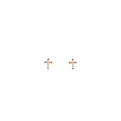 Pendientes en cruz de plata dorada y esmalte lila, Salvatore Plata, 213A0363.