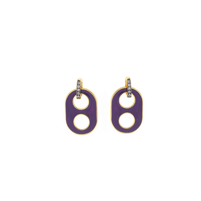 Pendientes de plata dorada con esmalte y circonitas, Salvatore Plata, 151A0141.