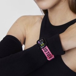 Reloj inteligente Tous T-Band negro con correa de nylon rosa/negra, 200351088.