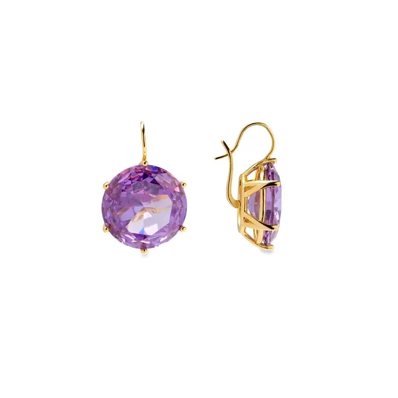 Pendientes de plata dorada y piedra amatista de Luxenter, EXA356Y11.