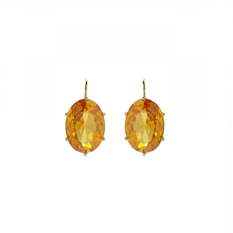 Pendientes de plata dorada y piedra padparadscha, de Luxenter, EXA355Y13.