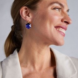 Pendientes de plata dorada y piedra tanzanita, de Luxenter EXA358Y40.