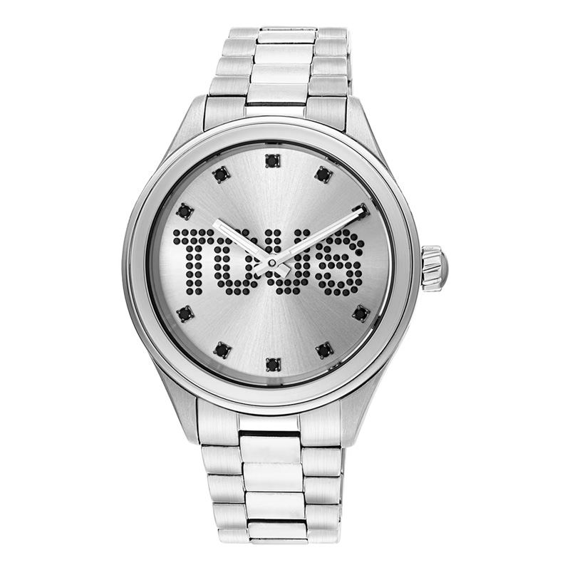 Reloj Tous T-Logo en acero y cristales negros en esfera, 200351111.