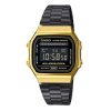 Reloj Casio Vintage dorado con correa negra, A168WEGB-1BEF.