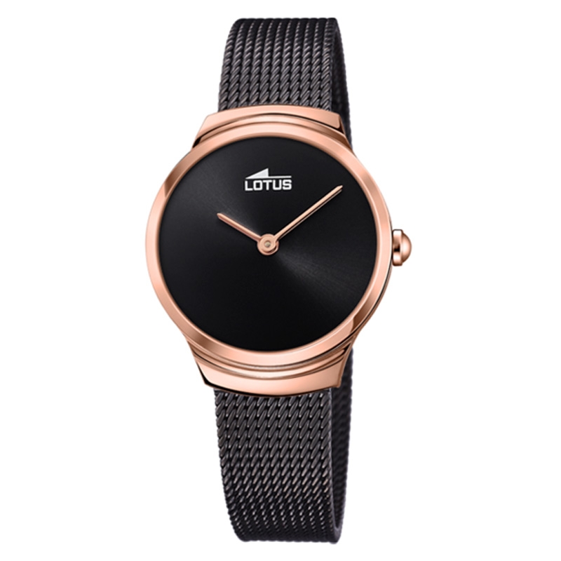 Reloj Lotus Minimalist de mujer en negro y rosado, 18496/3.