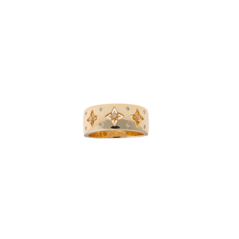 Anillo en plata dorado con estrellas, Salvatore Plata, 195S0041.