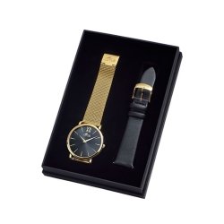 Reloj Lotus Minimalist de mujer acero dorado y esfera negra, 18729/2.