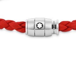 Pulsera Montblanc de piel roja y 3 anillas, 130902.