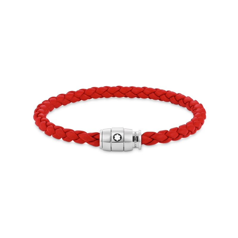 Pulsera Montblanc de piel roja y 3 anillas, 130902.