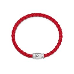 Pulsera Montblanc de piel roja y 3 anillas, 130902.