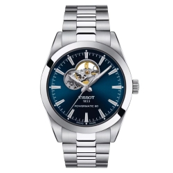 Reloj Tissot Gentleman Powermatic 80 azul open Heart, T1274071104101.