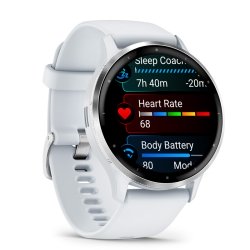 Reloj Garmin Venu® 3 en blanco con bisel de acero, 010-02784-00.