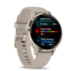 Reloj Garmin Venu® 3S en beige gold con bisel dorado, 010-02785-02.