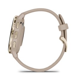 Reloj Garmin Venu® 3S en beige gold con bisel dorado, 010-02785-02.