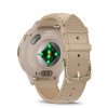 Reloj Garmin Venu® 3S correa piel beige y bisel dorado, 010-02785-55.