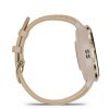 Reloj Garmin Venu® 3S correa piel beige y bisel dorado, 010-02785-55.
