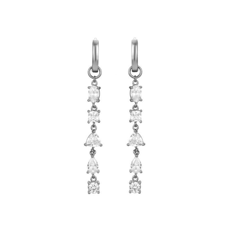 Pendientes largos en plata rodiada y circonitas Ediop de Luxenter, EH795Y00.