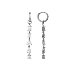 Pendientes largos en plata rodiada y circonitas Ediop de Luxenter, EH795Y00.