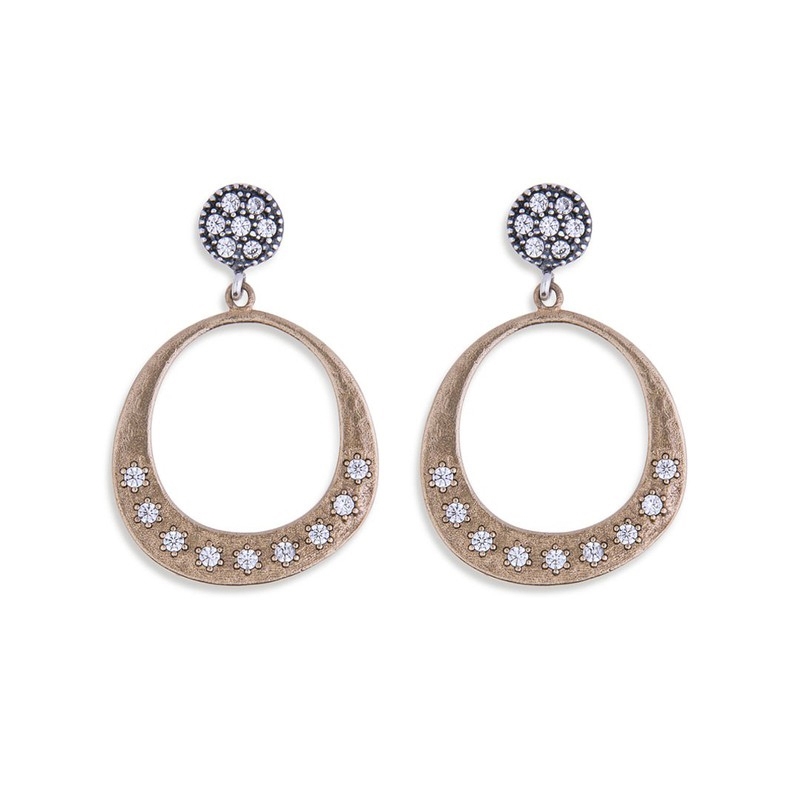 Pendientes de Platadepalo plata, bronce y circonitas, WE105A.