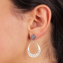 Pendientes de Platadepalo plata, bronce y circonitas, WE105A.