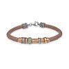 Pulsera en piel, plata y bronce para mujer de Platadepalo, CB37D.