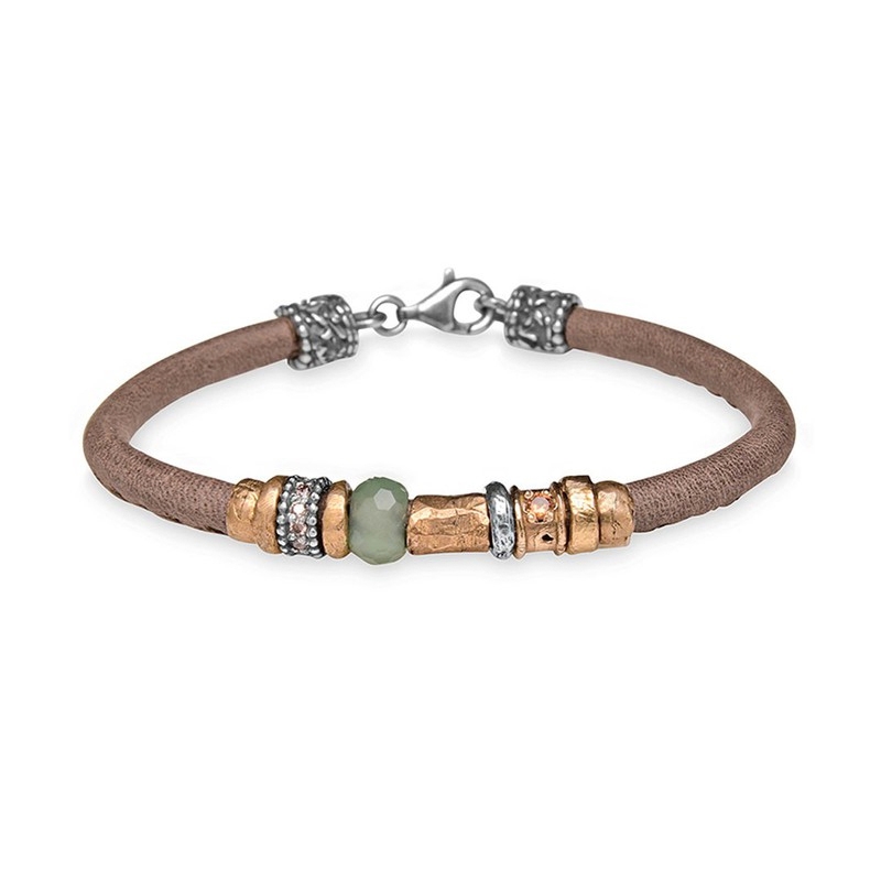 Pulsera en piel, plata y bronce para mujer de Platadepalo, CB37D.