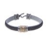 Pulsera de hombre en piel y textil gris, Segovia de Platadepalo, MB124N.