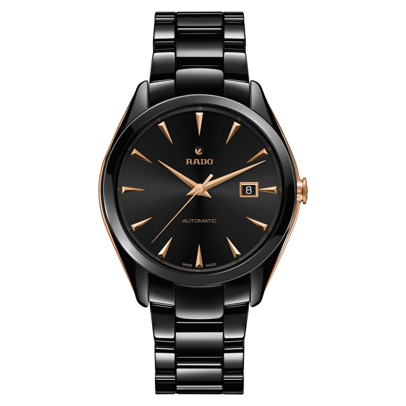 Reloj Rado HyperChrome automático cerámica negra y detalles rosados R32252162.