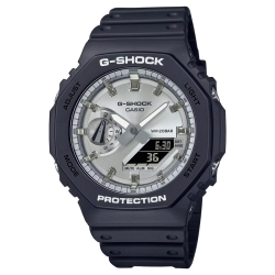 Reloj G-Shock analogico digital en negro con esfera plateada, GA-2100SB-1AER.