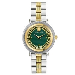 Reloj Versace Greca Flourish de mujer bicolor y esfera verde, VE7F00523.