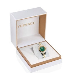 Reloj Versace Greca Flourish de mujer bicolor y esfera verde, VE7F00523.