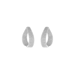 Aros de plata rodiada ovalado con circonitas de Salvatore Plata, 252A0053.