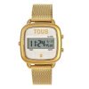 Reloj Tous D-Logo digital dorado IPG con malla milanesa, 300358090.