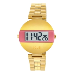 Reloj Tous Mars digital dorado IPG con esfera rosa, 300358031.