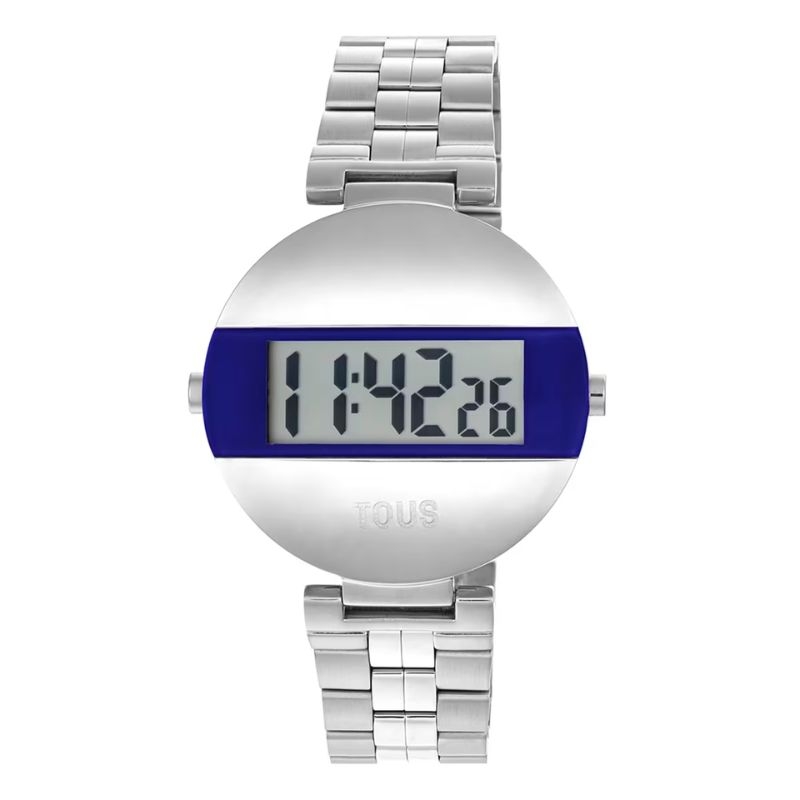 Reloj Tous Mars digital en acero con esfera azul, 300358030.