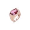 Anillo de plata dorada y cuarzo rosado, Beneglaze de Luxenter, XA2112R757.