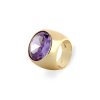 Anillo ancho de plata dorada con amatista, Nalin de Luxenter, XA2103Y11.