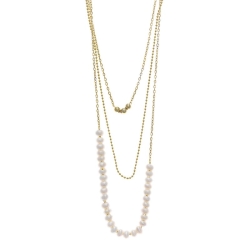 Gargantilla de 3 cadenas en plata dorada y perlas, de Salvatore Plata, 164C0025.