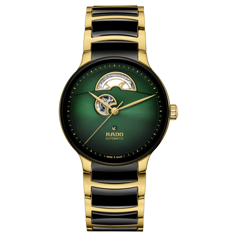 Reloj Rado Centrix automático Open Heart y esfera verde, R30008302.