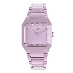 Reloj Tous Karat Squared con brazalete de aluminio rosa, 300358041.