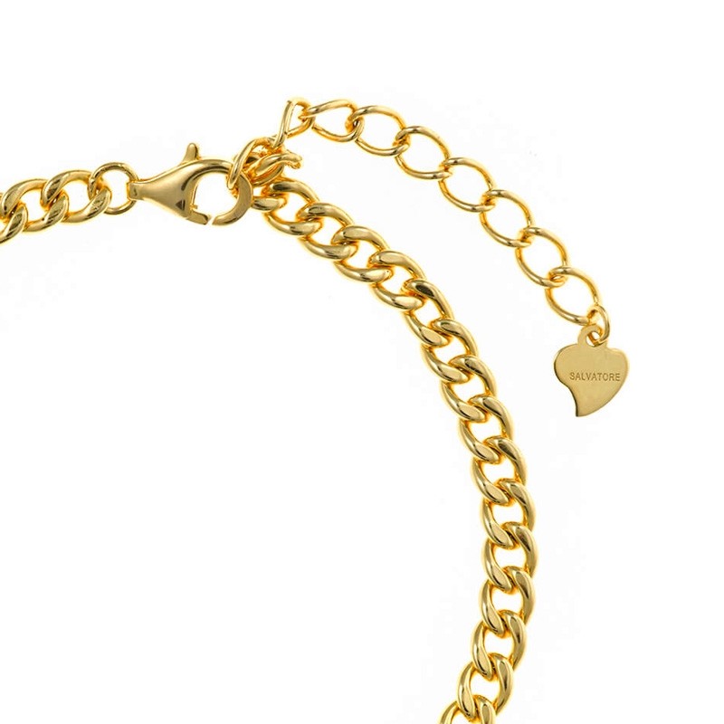 Pulsera de plata dorada con piedra verde de Salvatore Plata, 211P0049.
