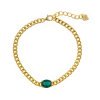 Pulsera de plata dorada con piedra verde de Salvatore Plata, 211P0049.