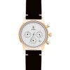 Reloj Balber Chrono unisex dorado con correa negra y esfera blanca.
