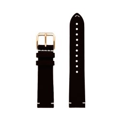 Reloj Balber Chrono unisex dorado con correa negra y esfera blanca.