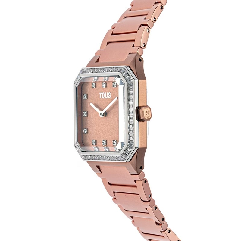 Reloj Tous Karat Squared en aluminio rosado y circonitas, 300358050.