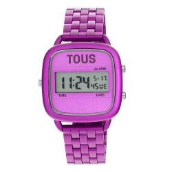 Reloj Tous D-Logo digital con caja cuadrada en color lila, 300358003.