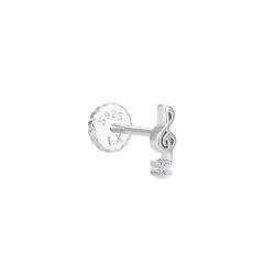 Pendiente en plata rodiada con forma de clave de sol de Luxenter, PIR12500.