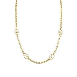 Collar largo dorado, nácar y eslabones calabrote de Luxenter, SGNX259115