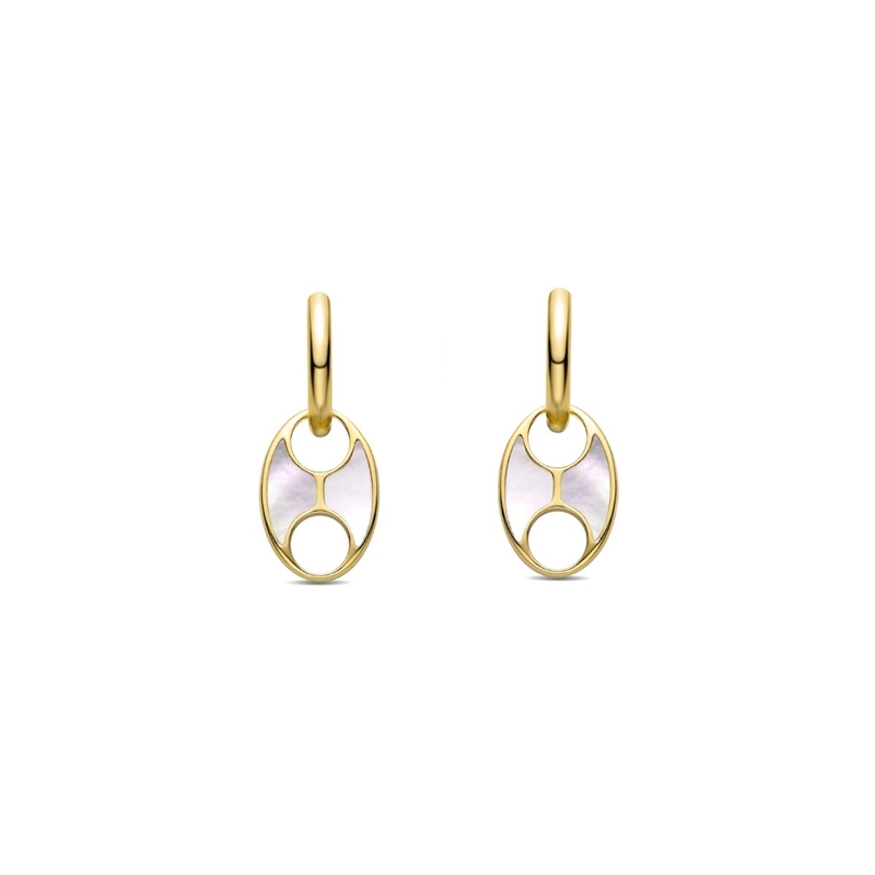 Pendientes dorados con eslabón calabrote y nácar de Luxenter, SGEX247115.