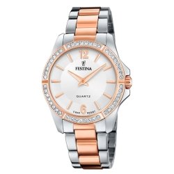 Reloj Festina Mademoiselle bicolor rosado con circonitas, F20595/1.